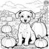 Puppy in a Pumpkin Patch Coloring Pages