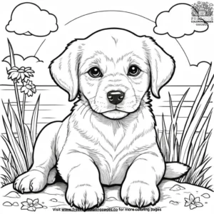 Puppy in the sunshine coloring pages