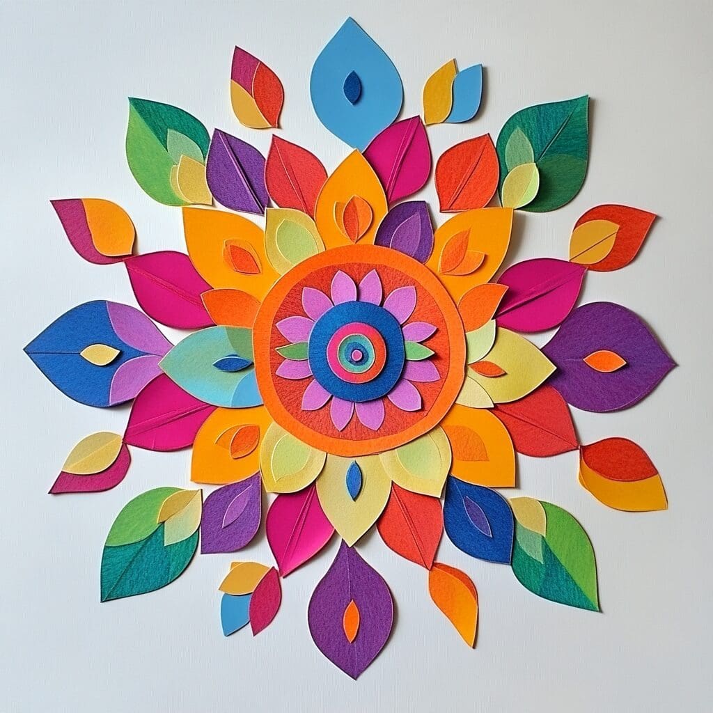 Rangoli design with colored paper 1