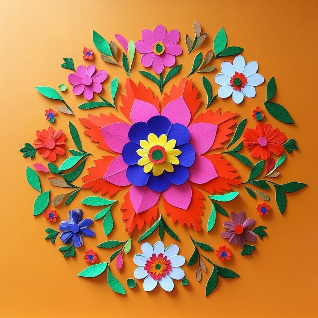 Rangoli design with colored paper 2