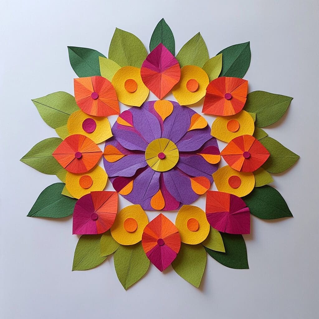 Rangoli design with colored paper 3