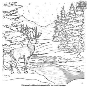 Reindeer By The River Coloring Pages