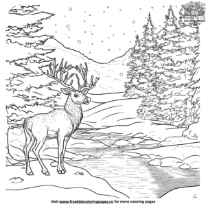 Reindeer by the river coloring pages