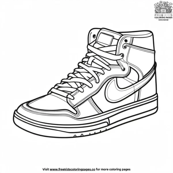 Retro high top sneaker coloring pages