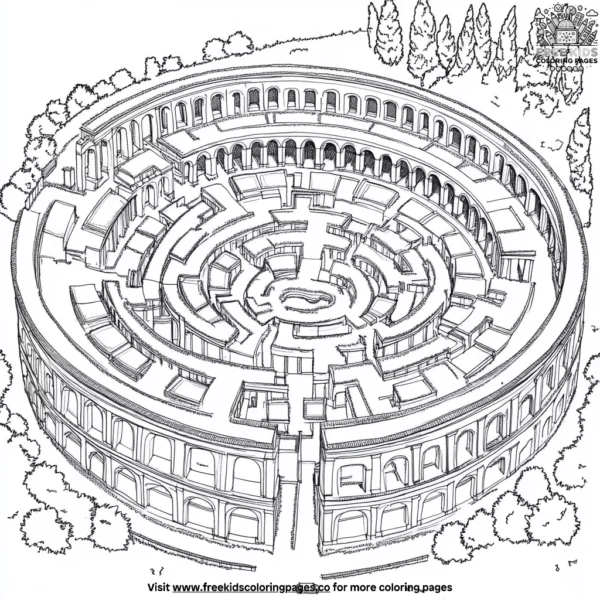 Roman colosseum maze coloring pages