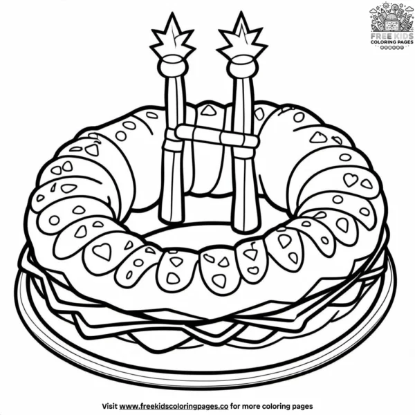 Rosca de reyes treats coloring pages