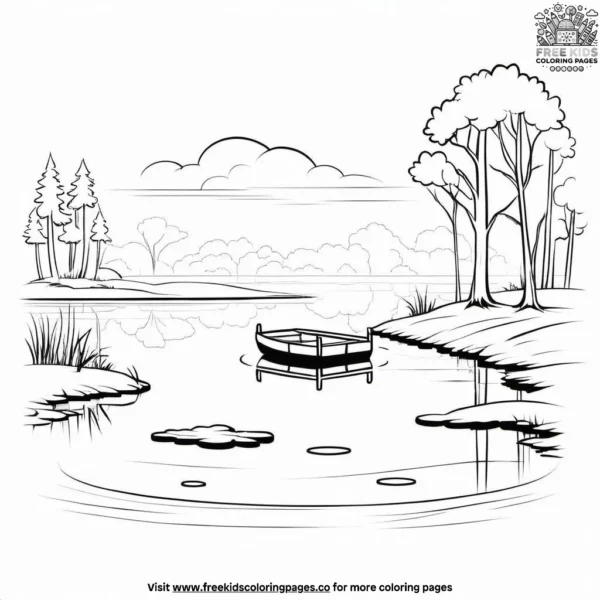 Rural pond coloring pages