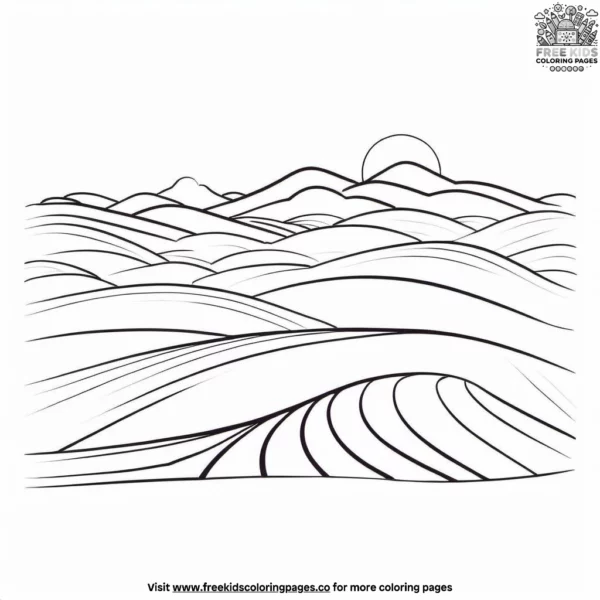 Sand dune sunset coloring pages