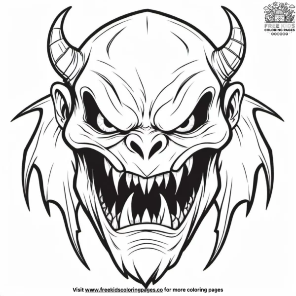 Scary monster faces coloring pages