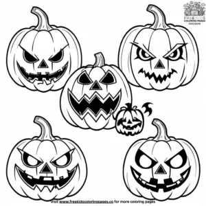 Scary Pumpkin Faces Coloring Pages