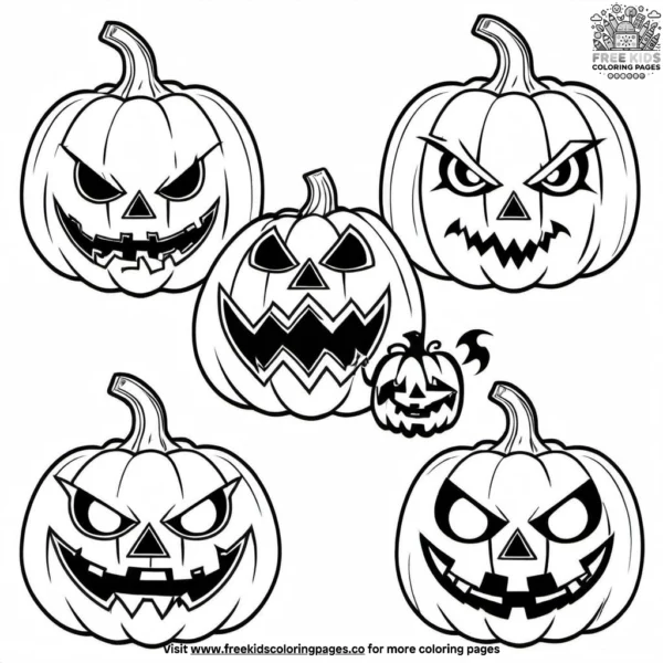 Scary pumpkin faces coloring pages