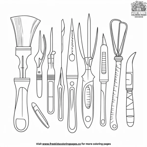 Sculpting tools coloring pages