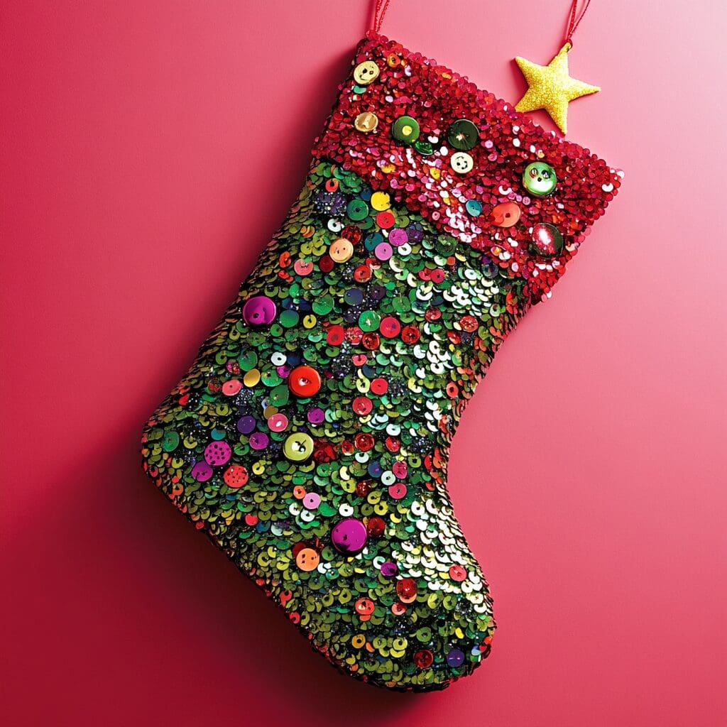 Sequin christmas tree stockings 1