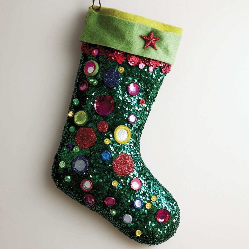 Sequin christmas tree stockings 2