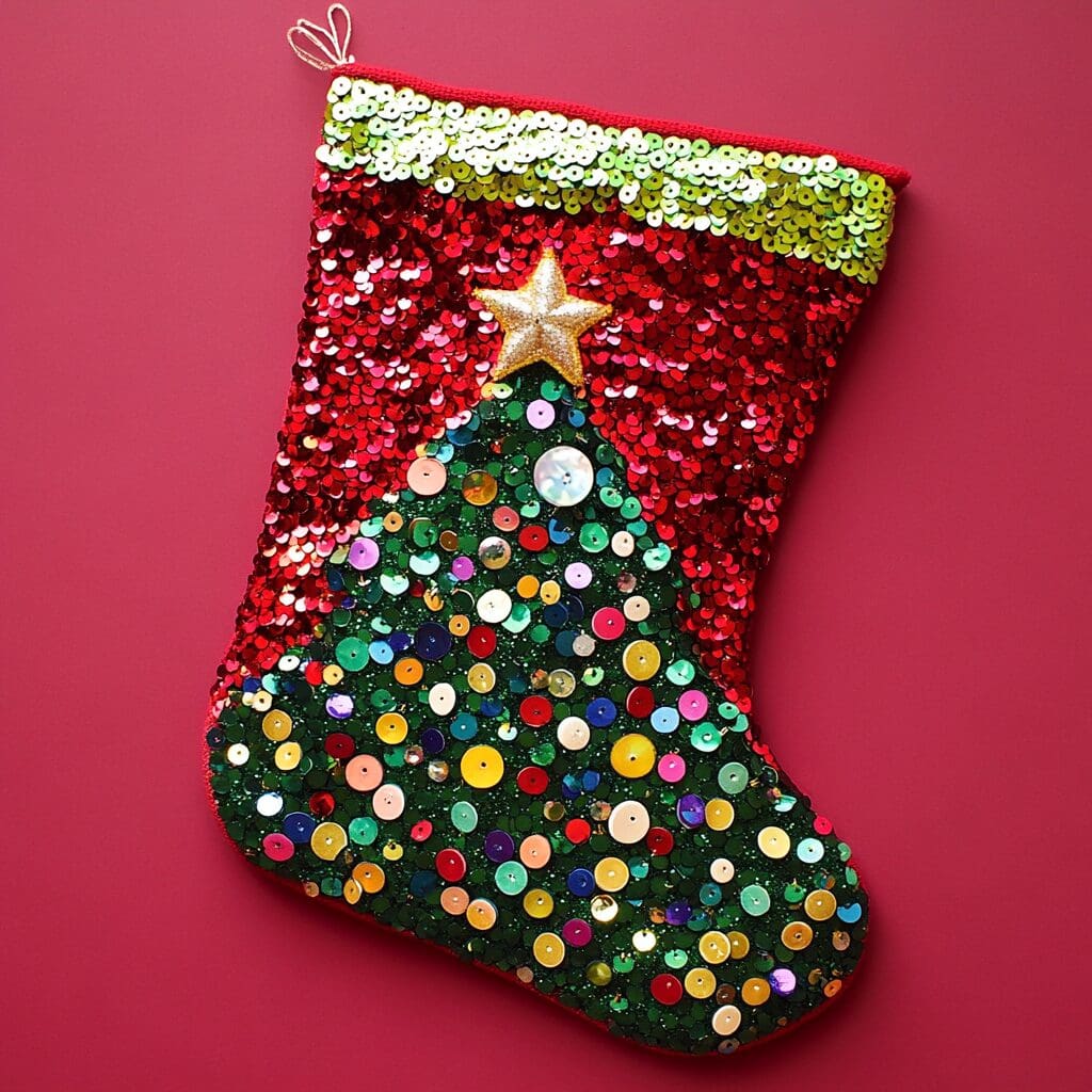 Sequin christmas tree stockings 3