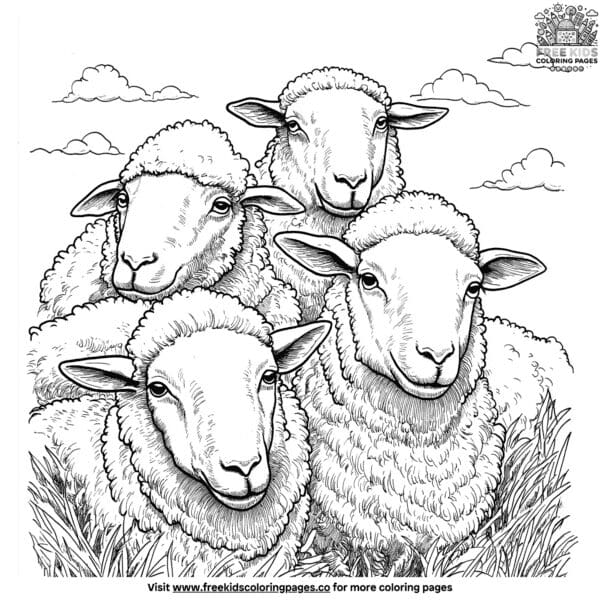 Sheep flock coloring pages