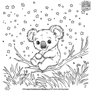 Shining stars koala coloring pages