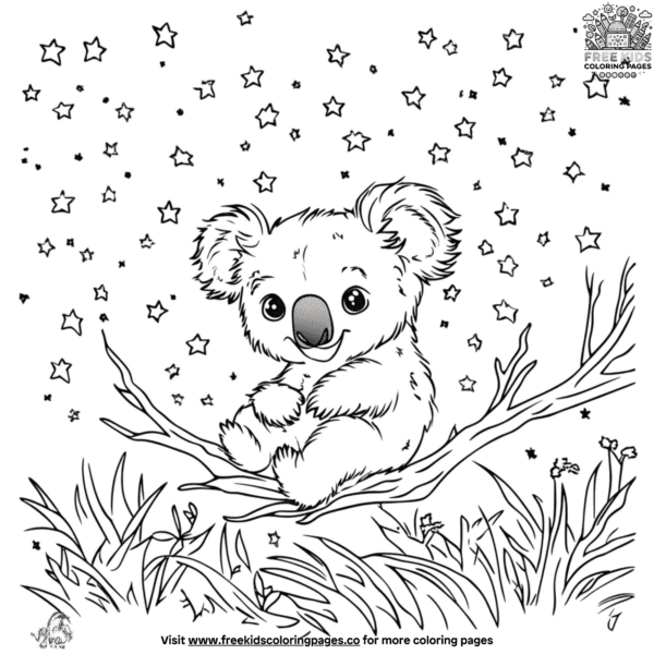 Shining stars koala coloring pages