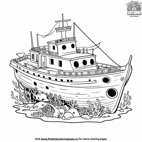 Shipwreck scene coloring pages