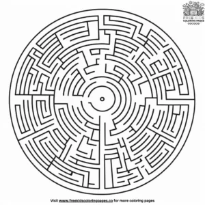 Simple Round Maze Coloring Pages