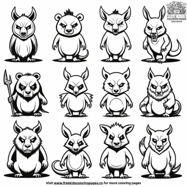 Sinister animal figures coloring pages