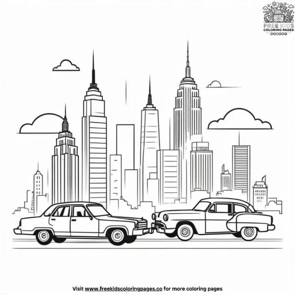 Skyline silhouette coloring pages