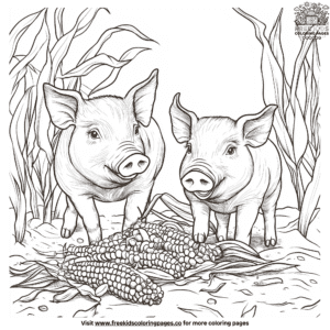 Pigs eating coloring pages