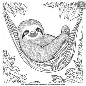 Sloth In A Hammock Coloring Pages