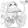 Sloth On A Bicycle Coloring Pages