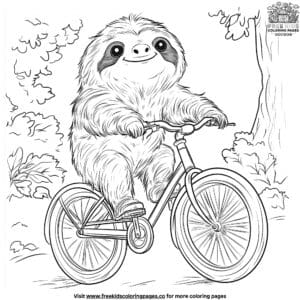 Sloth On A Bicycle Coloring Pages