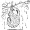 Sloth Under The Rain Coloring Pages