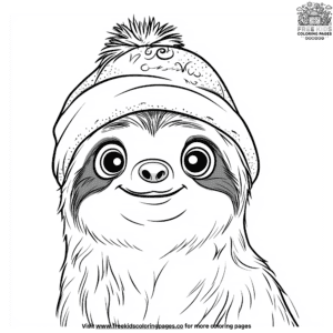 Sloth with beanie coloring pages