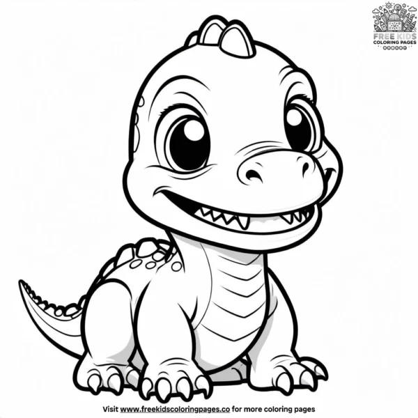 Smiling baby dinosaur coloring pages