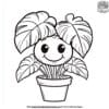 Smiling House Plant Coloring Pages