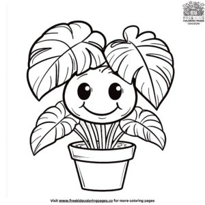 Smiling house plant coloring pages