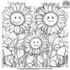 Smiling Sunflowers Coloring Pages