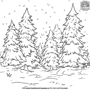 Snow Covered Winter Tree Coloring Pages