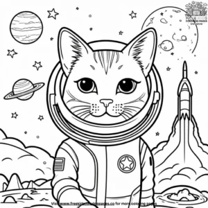 Space Cat Companion Coloring Pages