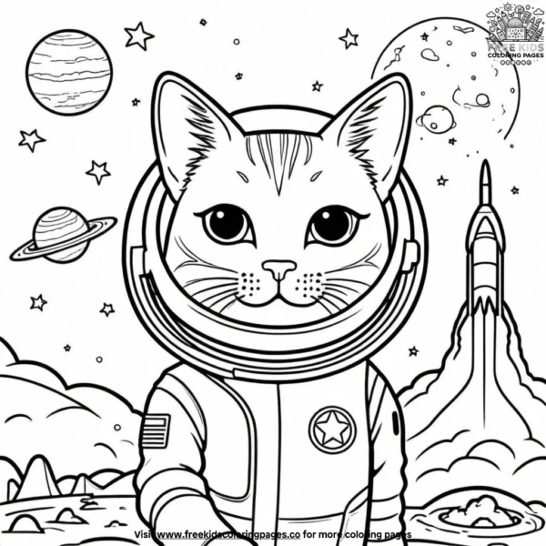 Space cat companion coloring pages