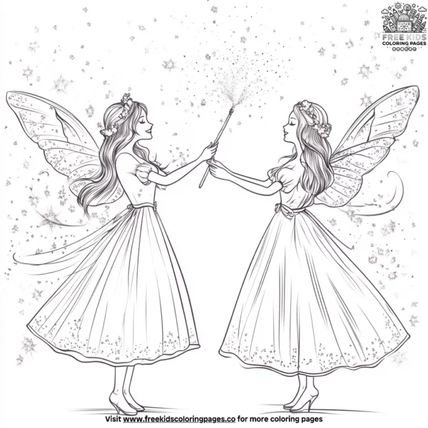 Sparkling fairy godmother magic coloring pages