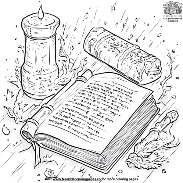 Spell books and scrolls coloring pages