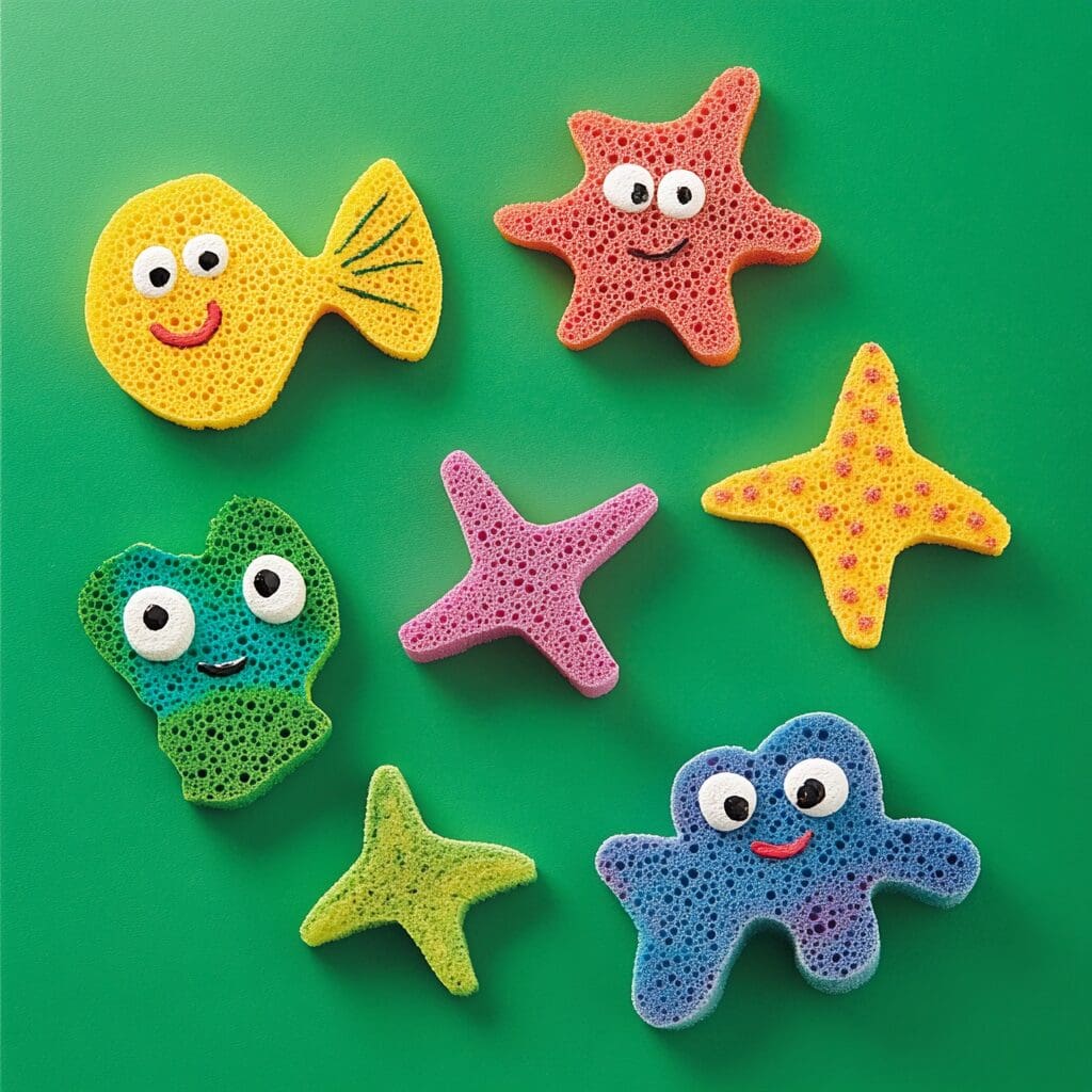 Sponge stamped sea creatures 1