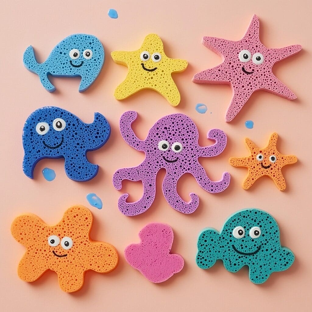 Sponge stamped sea creatures 2