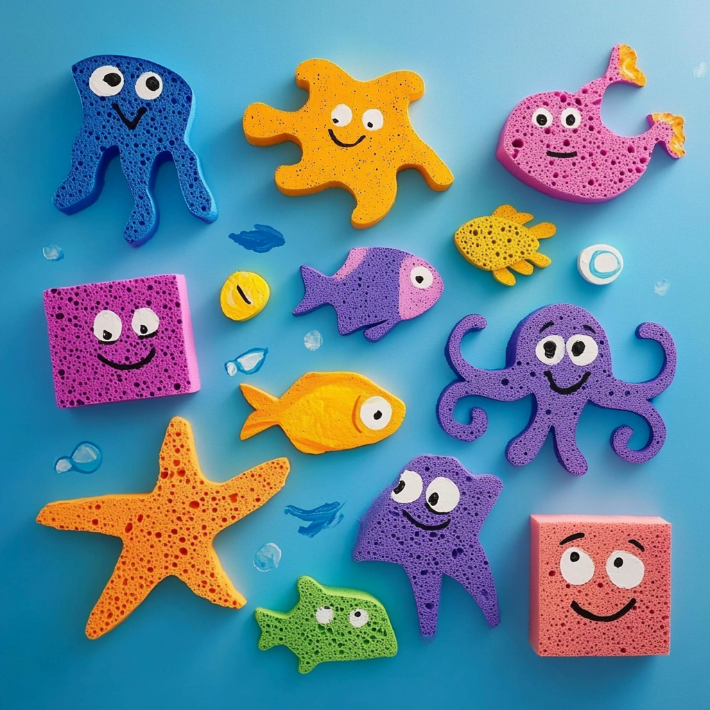 Sponge stamped sea creatures 3