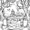 Spooky Cemetery Coloring Pages