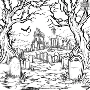 Spooky Cemetery Coloring Pages