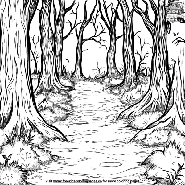 Spooky forest trails coloring pages