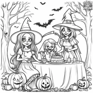 Spooky Halloween Party Coloring Pages