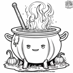 Spooky witch's cauldron coloring pages