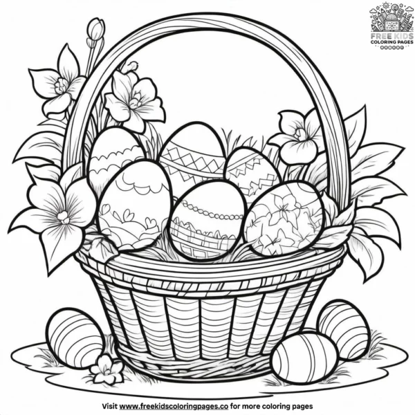 Springtime easter basket coloring pages